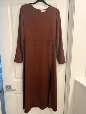 Aritzia Babaton Rust Brown Long Sleeve Midi Dress